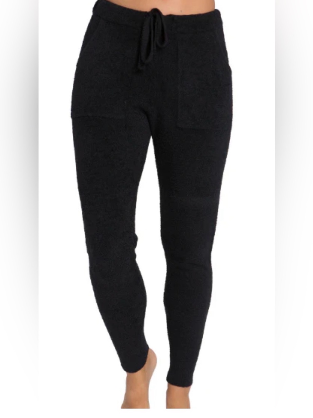 Barefoot Dreams Black Cozy Track Pants with Drawstring Waist